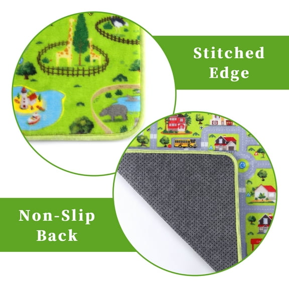 FairOnly 8'x10' Grey Washable Chidren Living Room Area Rugs Kids Learning Rugs City Traffic Road Area Rugs Non Shedding Rugs for Bedroom Nursery Infant Toddlers Educational Carpet