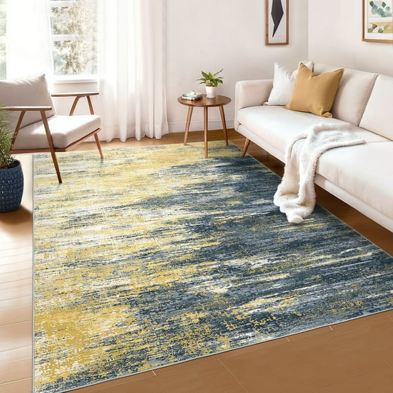 FairOnly 8'x10'Modern Abstract Indoor Area Rug for Bedroom Living Room Colorful Washable Rugs for Kitchen Laundry& Modern Spaces,Black Coffee