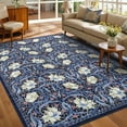 thumbnail image 1 of FairOnly 8'x10'Modern Bloom Washable Non Slip Low Pile Area Rug Modern Floral Stain Resistant Floor Rug for Bedroom& Boho Living Room Kitchen,Blue, 1 of 7