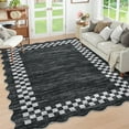 thumbnail image 1 of FairOnly 8'x10'Modern Low Pile Minimalist Large Area Rug Geometric Ruffle Edge Non Slip Washable Mat for Living Room Bedroom,Dark Grey, 1 of 7