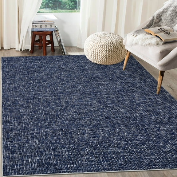 FairOnly 8'x10' Solid Blue Modern Abstract Area Rugs for Living Room Machine Washable Ultra-Thin Rugs for Bedroom Soft Throw Carpet