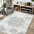 thumbnail image 1 of FairOnly 9' x 12' Large Low Pile Area Rug for Living Room Bedroom Vintage Medallion Rug Washable Rug, Grey, 1 of 7
