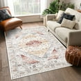 thumbnail image 1 of FairOnly 9' x 12' Large Low Pile Area Rug for Living Room Bedroom Vintage Oriental Medallion Rug Washable Rug, Pink/Orange, 1 of 7