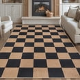 thumbnail image 1 of FairOnly 9'x12'Checkered Modern Geometric Machine Washable Area Rug for Living Room Bedroom Non Slip Ultra Thin Carpet for Kitchen Dining Room,Black Coffee, 1 of 7
