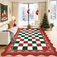 Chequerboard Border FairOnly 9'x12' Christmas Area Rug, Machine Washable Checkered ...