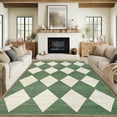 thumbnail image 1 of FairOnly 9'x12'Diamond Pattern Low Pile Stain Resistant Area Rug Modern Geometric Washable Rugs for Bedroom Livingroom,Dark Green, 1 of 7