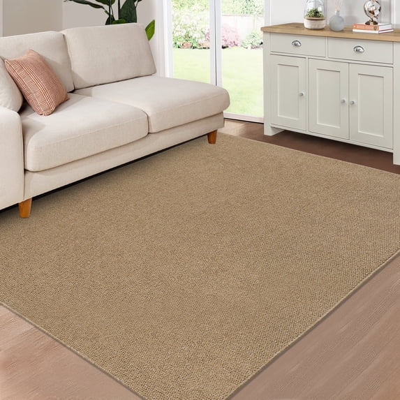 FairOnly 9'x12' Machine Washable Area Rugs for Living Room Modern Textured Ultra-Thin Soft Rugs for Family Room Nursery Neutral Brown Carpet