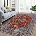 thumbnail image 1 of FairOnly 9'x12'Machine Washable Vitange Floral Low Pile Area Rug for Bedroom Kitchen Non Slip Foldable Ultra Soft Indoor Carpet for Living Room Laundry Dinning Room,Red, 1 of 7
