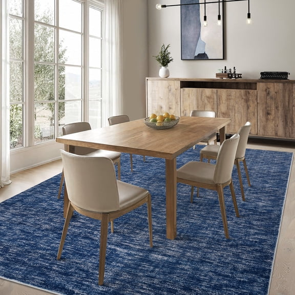 FairOnly 9'x12'Modern Abstract Non Slip Non Shedding Area Rug Solid Texture Machine Washable Rug for Living Room Bedroom Dining Room,Blue