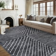 thumbnail image 1 of FairOnly 9'x12'Modern Area Rug with Symmetrical Fine Lines Machine Washable Low Pile Non-Slip Geometric Rugs for Living Room Bedroom，Dark Grey, 1 of 7