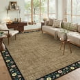 thumbnail image 1 of FairOnly 9'x12'Modern Machine Washable Low Pile Area Rug Framed Floral Non Slip Floor Cover for Living Room Dinning Room Kitchen,Brown, 1 of 7