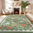 thumbnail image 1 of FairOnly 9'x12'Modern Pastoral Floral Print Machine Washable Area Rug Stain Resistant Low Pile Non Slip Indoor Rug for Living Room Bedroom High Traffic Areas,Green, 1 of 8