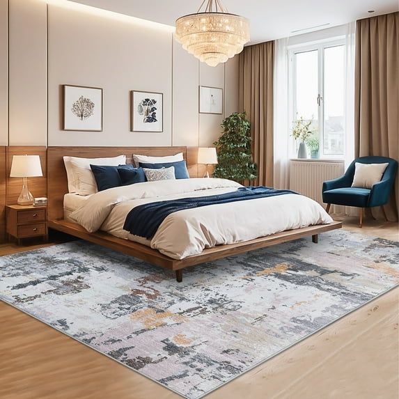 FairOnly 9'x12' Muti Color Rugs Abstract Contemporary Washable Area Rugs Non Shedding Rugs for Home Office Indoor Floor Big Carpet