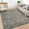 thumbnail image 1 of FairOnly 9'x12'Oriental Vintage Floral Printed Area Rug for Living Room Low Pile Non Slip Distressed Floor Cover for Bedroom Kitchen,Brown, 1 of 7