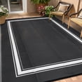 thumbnail image 1 of FairOnly 9'x12'Portable Solid Color Outdoor Rug Modern Reversible Waterproof Lightweight Mat for RV Beach & Backyard,Black White, 1 of 6