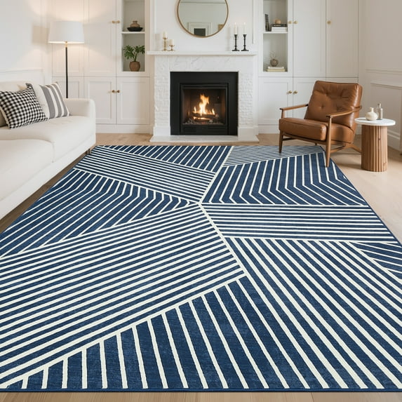 FairOnly 9'x12'Soft Low Pile Area Rug Machine Washable Non Slip Stain Resistant Rugs for Living Room Bed Room