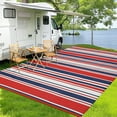 thumbnail image 1 of FairOnly 9'x18'Red Blue Modern Gemetric Outdoor Rugs Reversible Stain Resistant Area Rug for Camping picnic, 1 of 5