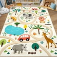thumbnail image 1 of FairOnly Beige 8'x10'Modern Low Pile Colorful Animal Print Machine Washable Non Slip Mat for Playroom Bedroom, 1 of 6