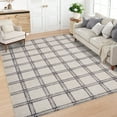 thumbnail image 1 of FairOnly Beige 9'x12'Modern Geometric Checkered Area Rug for Living Room Machine Washable Low Pile Pet Friendly Non Slip Rug for Bedroom Kitchen Dining Room, 1 of 7