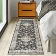 thumbnail image 1 of FairOnly Black 2'x6'Vintage Floral Runner Rug Non Slip Low Pile Foldable Distressed Rug for Entrance Hallway Kitchen, 1 of 7