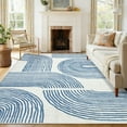 thumbnail image 1 of FairOnly Blue 8'x10'Modern Geometric Rhythmic Arc Area Rug for Home Decor Machine Washable Low Pile Non Slip Soft Rug for Living Room Bedroom Kitche Laundry, 1 of 7