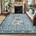 thumbnail image 1 of FairOnly Blue 8'x10'Pastoral Area Rug for Bedroom Kitchen Machine Washable Ultra Thin Non Slip Stain Resistant Farmhouse Area Rug for Modern Living Room, 1 of 7