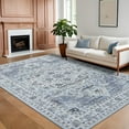 thumbnail image 1 of FairOnly Blue 8'x10'Vintage Distressed Floral Area Rugs Machine Washable Soft Rugs for Bedroom Oriental Non Slip Area Rugs for Bathroom Kitchen Living Room, 1 of 7