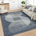 thumbnail image 1 of FairOnly Blue 9'x12'Modern Large Geometric Area Rug for Bedroom–Semicircle Pattern Machine Washable Indoor Floor Rug for Living Room Kitchen, 1 of 7
