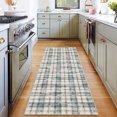 thumbnail image 1 of FairOnly Blue Beige 2'x6'Modern Irregular Grid Washable Indoor Runner Rug Low Pile Stain Resistant Rug for Kitchen Hallway Entrance, 1 of 7