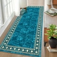 thumbnail image 1 of FairOnly Blue Green 2'x6' Modern Machine Washable Non Slip Low Pile Ruuner Rug for Bedroom Kitchen Laundry, 1 of 7