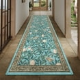 thumbnail image 1 of FairOnly Botanical Garden Washable Rug Bird & Fruit Non Slip 2'x6' Runner Rug for Hallway Kitchen Bedroom,Light Blue, 1 of 7