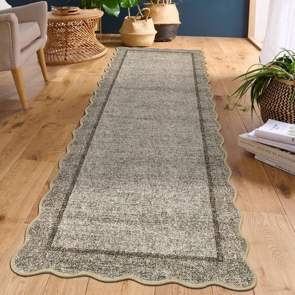 FairOnly Brown 2'x8'Flounce Solid Non Slip Washable Runer Rug for Living Room Kirchen& Minimalist Spaces
