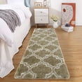 thumbnail image 1 of FairOnly Brown 2'x8'Washable Silk Wool Geometric Runner Rug for Bedroom Non Slip Ultra Soft Modern Indoor Rug for Living Room Dining Room, 1 of 7