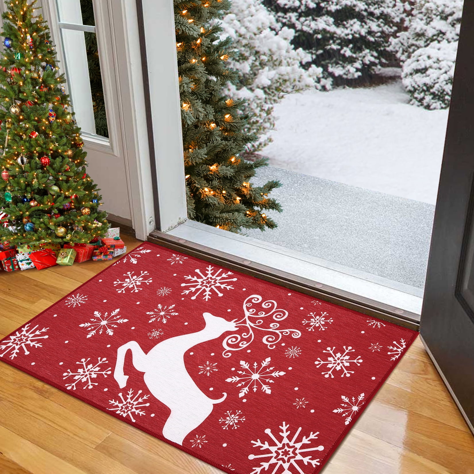 RUGGABLE Christmas Washable Doormat - Perfect Indoor Outdoor Machine  Washable Door Mat for Front Door Porch or Entryway to Welcome Guests -  Christmas
