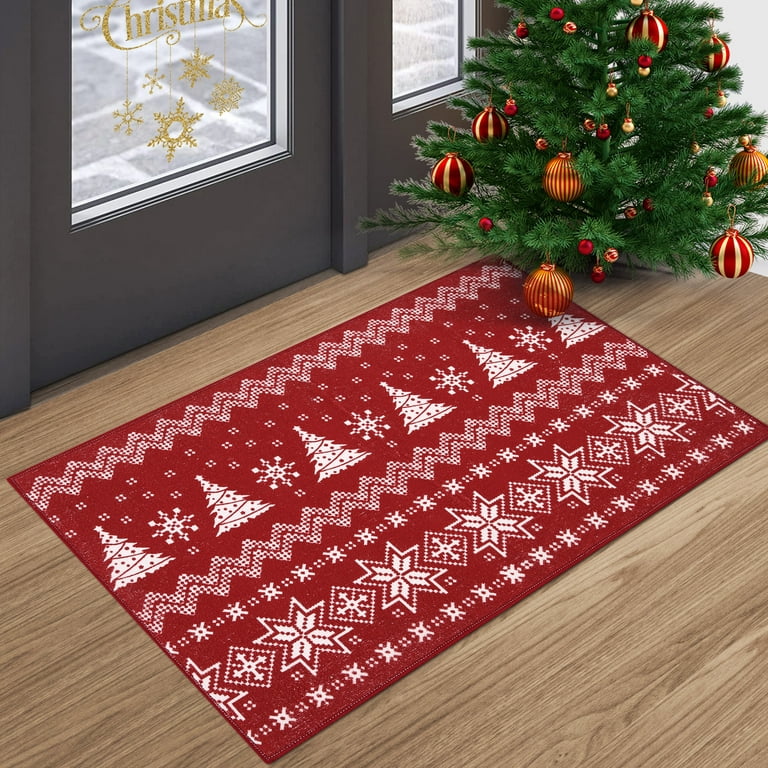 Christmas Door Mat Indoor Outdoor Entry Way Doormat for Front Door Patio  Non Slip Entrance Door Mats Xmas Holiday Decor, 24x16 Inch 