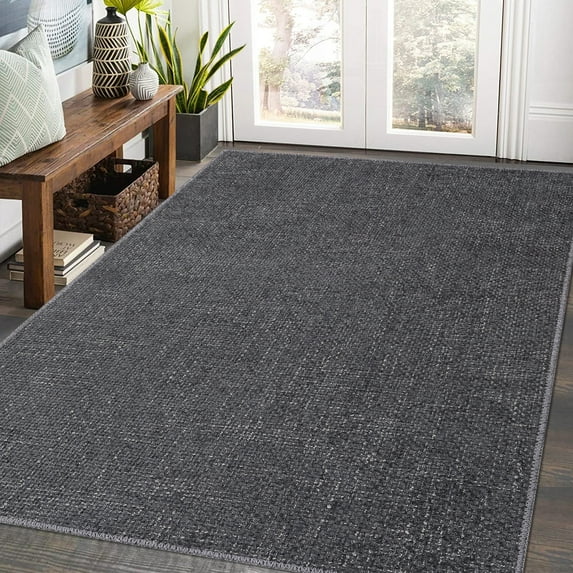 FairOnly Dark Grey 4'x6'Modern Solid Color Area Rug Machine Washable Low Pile Non Slip Soft Indoor Rug for Living Room Bedroom Kitchen