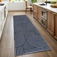 thumbnail image 1 of FairOnly Geometric Blue 2'x6'Runner Rug Washable Ultra Thin Non-Slip Pet Friendly Modern Striped Rug for Bedroom Kitchen, 1 of 7