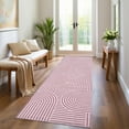 thumbnail image 1 of FairOnly Geometric Pink 2.5'x8'Runner Rug Washable Ultra Thin Non-Slip Pet Friendly Modern Striped Rug for Bedroom Kitchen, 1 of 7