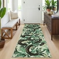 thumbnail image 1 of FairOnly Green 2'x6'Pastoral Washable Non Slip Runner Rug for Living Room Low Pile Foldable Snake Pattern Rug for Bedroom Kitchen, 1 of 6
