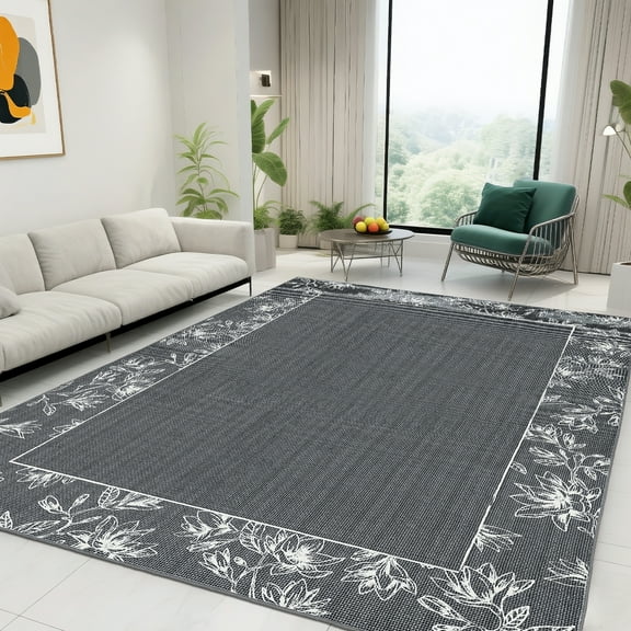 FairOnly Grey 8'x10'Low Pile Mordern Area Rug for Bedroom Non Slip Ultra Thin & Soft Rugs for Kitchen Living Room