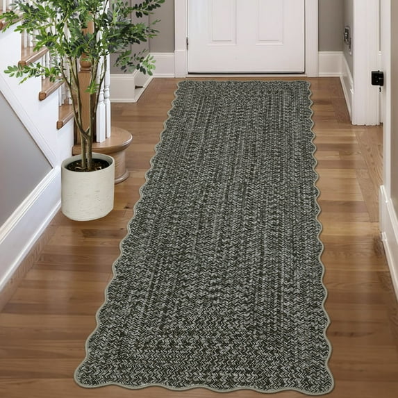 FairOnly Grey Brown 2'x10'Modern Ripple Weave Texture Machine Washable Runner Rug for Kitchen Hallway Ultra Thin Low Pile Non Slip Rug for Laundry