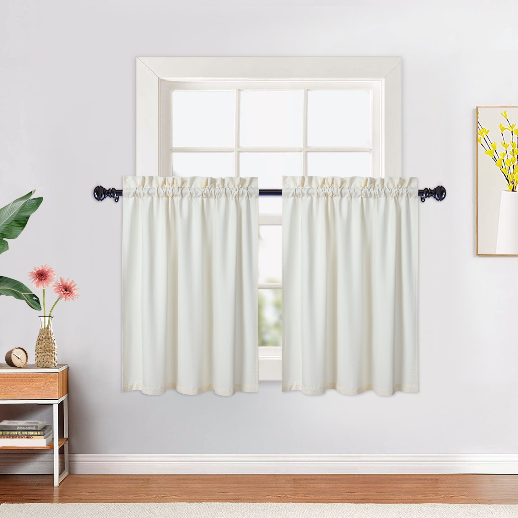 FairOnly Kitchen Curtain 24 inch Solid Waterproof Bathroom Curtain for ...