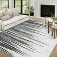 thumbnail image 1 of FairOnly Large Modern Stripe Indoor Carpet for Living Room Bedroom Office 9' x 12' Washable Rug Stain Resistant Area Rug, Black, 1 of 7