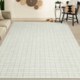 thumbnail image 1 of FairOnly Light Grey 5'x7'Modern Grid Area Rug for Living Room Low Pile Non Slip Soft Foldable Floor Rug for Bedroom Kitchen Dinning Room, 1 of 7