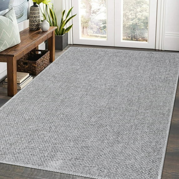 FairOnly Light Grey 8'x10'Modern Solid Color Area Rug Machine Washable Low Pile Non Slip Soft Indoor Rug for Living Room Bedroom Kitchen