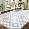 thumbnail image 1 of FairOnly Low Pile Indoor Soft Geometric Rug 5' x 7' Washable Rug for Living Room Modern Plaid Rug, Grey, 1 of 7