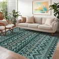 thumbnail image 1 of FairOnly Machine Washable 8'x10'Blue Green Boho Print Area Rug Non Slip Stain Resistant Foldable Carpet for Living Room Kitchen, 1 of 7