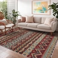 thumbnail image 1 of FairOnly Machine Washable 8'x10'Dark Red Boho Print Area Rug Non Slip Stain Resistant Foldable Carpet for Living Room Kitchen, 1 of 7
