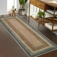 thumbnail image 1 of FairOnly Machine Washable Low Pile Brocade 2'x8'Runner Rug Textured Geometric Non Slip NonShedding Rug for Kitchen Hallway,Orange Green, 1 of 7
