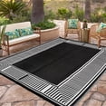 thumbnail image 1 of FairOnly Minimalist Framed Geometric 10'x20'Outdoor Rug Waterproof Reversible Breathable Mat for Modern Patio Beach RV,Black White, 1 of 6